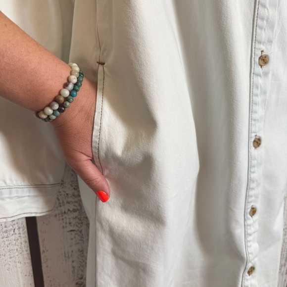 Thread Supply Denim Dress Blue Light Wash Size Large Pockets Western Long Sleeve - Picture 6 of 13